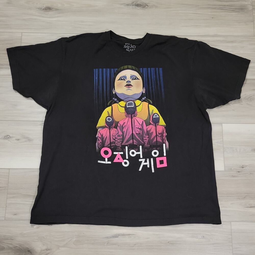 Netflix The Squid Game Graphic T-Shirt 2X Black Short Sleeve